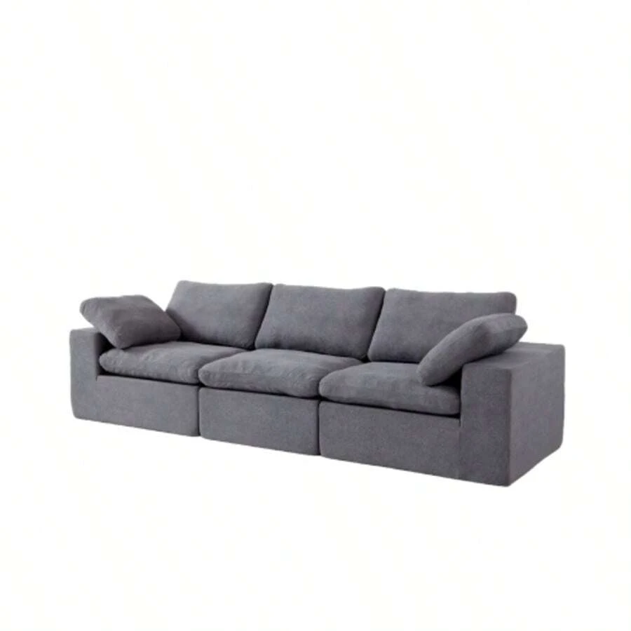 Cloud Modular Sofa With Certified Foam, Upholstered Floor Sofa With Deep Seat, Upholstered Sofa For Bedroom Living Room, No Assembly Required (Fabric, Grey) - 灰色的 - 查看 1