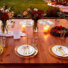 D13 Inch Charger Plates 8 Pack Clear Charger Plates With Gold Rim Heavy Duty Disposable Plastic Chargers For Dinner Elegant Dining Wedding Party Formal Event Decoration 8 Gold - Vàng - Xem 5