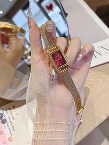 1 pieza Reloj de mujer con esfera cuadrada y correa de acero inoxidable, reloj de cuarzo elegante y delicado, adecuado para uso diario, ocasiones formales y decoración de muñeca - Unitalla - Ver 15