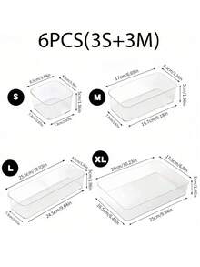 1pc/7pcs/11pcs/18pcs Transparent Storage Tray/Box Set, 7 Different Sizes, Multi-Purpose Storage Boxes For Storing Cosmetics, Small Tools, Tableware, Suitable For Vanity, Kitchen, Office Drawers, Bedroom, Etc.