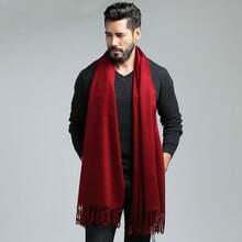 Men's Pashmina Scarf/Shawl/Long Winter Scarf - Vermelho Escuro - View 3
