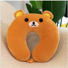 Almohada de viaje con dibujo cojin para cuello con relleno extraible y fácil de lavar - Marrón - Ver 3