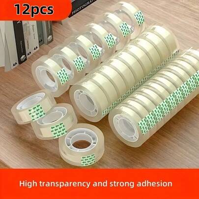 12-Roll Transparent Tape Refill Pack, Each Roll With A Core Diameter Of 1 Inch (Approx. 2.5 Cm), Measuring 0.31 * 126 Inches (Approx. 0.8 * 320 Cm). Suitable For School, Office, And Home Use.