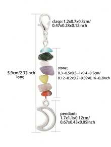 12Pcs Gemstone Chips Pendant Decoration, With Zinc Alloy Moon - Multicolor - View 2