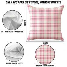 Pink Checkered Pillow Covers 18x18 Pack Of 2, Classic Plaid Gingham Throw Pillow Covers, Pillow Covers For Office Living Room Bedroom Home Sofa Couch Decor, Aesthetic Cushion Covers Pillow Cases,Pinkwhiteplaid06 - 粉紅白格子06 - 查看 3