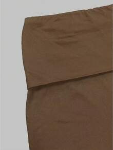 Brown Petite High Waist Flare Pants Women's Slim Fit Stretchy Trousers - Brown - View 6