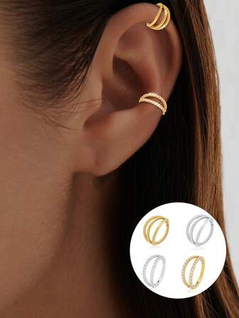 1件 925纯银耳骨环耳环 女士耳环 简约圆形耳环 女士银饰