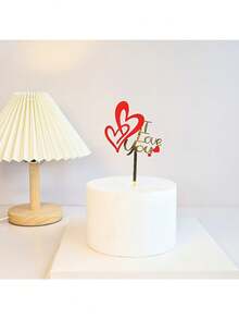 1pc Large Red Heart Acrylic Cake Topper - Ideal For Wedding, Engagement And Valentine's Day Celebrations - Multicolor - View 4