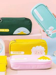 Estojo para lápis com desenho de animal, 1 unidade, bolsa organizadora com várias camadas, caixa para material escolar. - Multicolorido - Ver 2