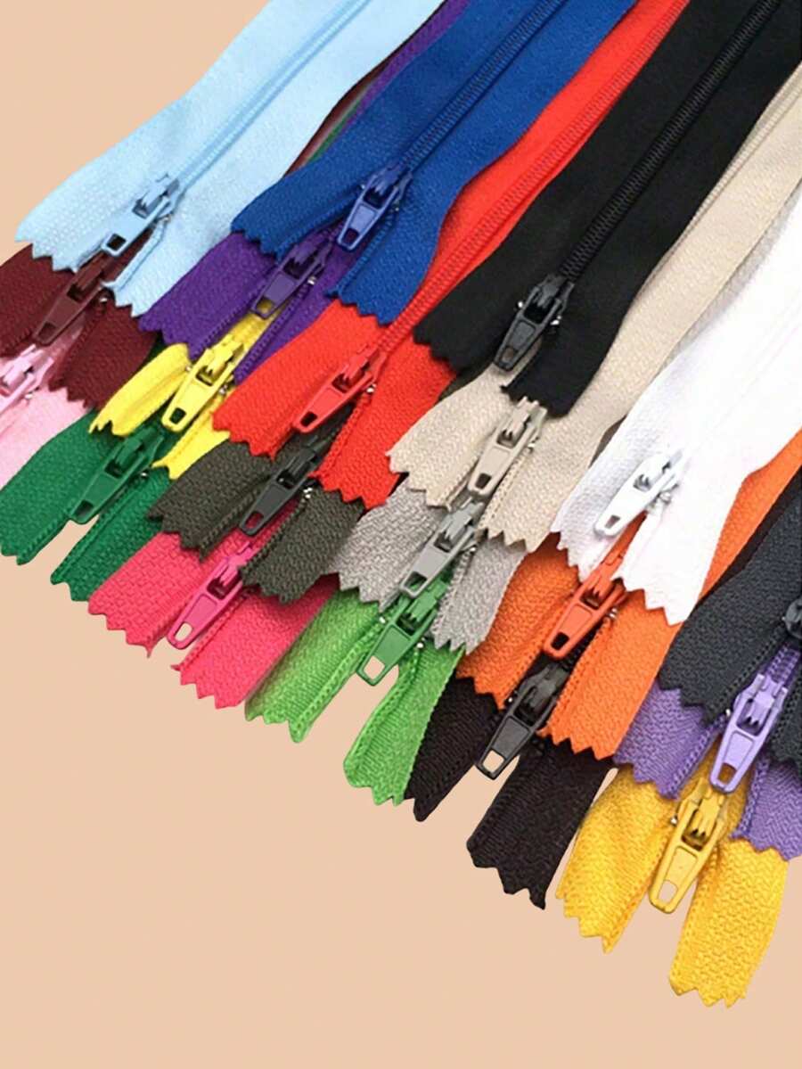 20pcs Nylon Zippers For DIY Sewing Crafts Used For Making Or Fixing Clothing, Bags, Pet Clothing, Pouches, Wristlets(Random Colors)