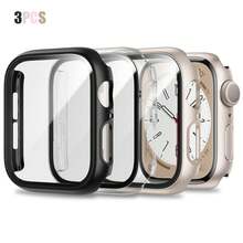 【3 件装】适用于 Series SE Ultra 11/10/9/8/7/6/5/4/3/2/1 的表壳，尺寸为 38mm、42mm、46mm、45mm、44mm、40mm、41mm、49mm，配备钢化玻璃屏幕保护膜、硬质 PC 保护边框和超薄表壳。