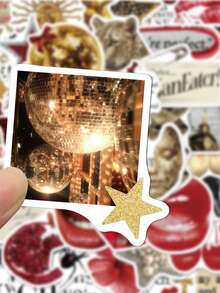 SCXXBSW 50pcs Gold&Red, Creative Cartoon Stickers Are Suitable For Decorating Notebooks, Phone Cases, Laptops, Computers, Suitcases, And Refrigerators