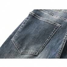 Vintage Washed Whisker Jeans For Men - Comfortable Harem/Straight Leg Denim Pants With Retro Finish & Soft Material - Grey - View 8