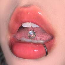 Shell Laser Coated Tongue Studs External Thread Titanium Steel Tongue Studs Spicy Sweet Punk Personality Piercing Jewelry New Model - Hồng - Xem 6