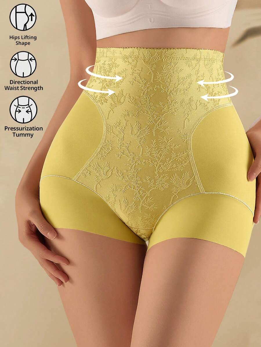 High Waist Slimming Seamless Shaping Underwear For Women - Yellow - View 1
