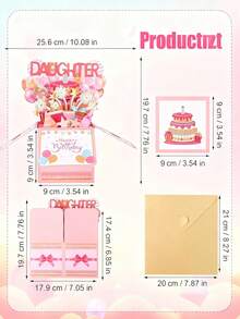 1pc "Happy Birthday To My Daughter" 3D Pop-Up Greeting Card, Personalized Birthday Card With Envelope, Creative Gift, Party Decoration Memento For Parents To Give To Daughter, Baby Growth Milestone, Infant Birthday Party Decor, Birthday Gift For Daughter - Card - View 7