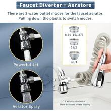 AWYYCECEFIN Kitchen Sink Sprayer Hose Attachment For Faucet Kitchen Faucet Head Replacement W/ 79" Recoil Hose And Holder Pressurized Water Saving Aerator And Diverter Valve Faucet Sprayer Attachment Set - FGreyONOFFPauseSprayer - View 3