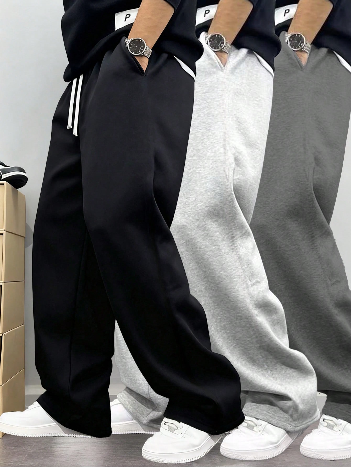 بنطلون رجالي بلون سادة بسيط، مناسب للرياضة والارتد...