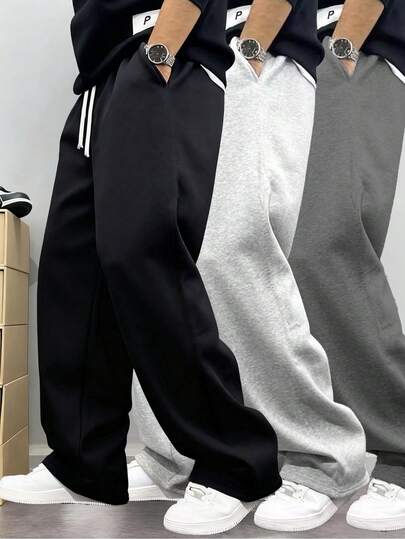 Men's Solid Color Simple Knit Pants, Suitable For Sports And Casual Wear, Fashion Versatile, Comfortable To Wear. Women Can Give It As A Gift To Their Boyfriend Or Husband.