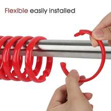 Red Shower Curtain Hooks - 12 Pcs Circular Plastic Shower Curtain Rings For Bathroom - O Shaped Red Shower Hooks Rings For Shower Curtain Rod,Red - Red - View 4