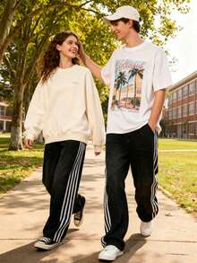 Y2kBaggy Jeans Men Vintage Striped Jeans Men Relaxed Fit Casual Streetwear For Skater Stripe Wide Leg Denim Pants Y2k - 黑色 - 查看 5