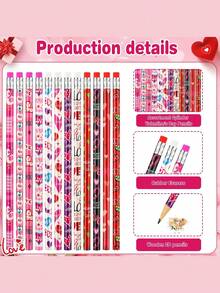 Valentine's Day Pencil, Sketch Pens, School Valentine Exchange Gifts, Valentine's Day Gifts, Valentine's Day Prizes, Class Game Prizes - Multicolor - View 5