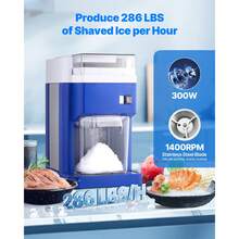 Commercial Ice Shaver Machine, 1.91QT /1.8L Large Electric Snow Cone Machine, Fine & Fluffy With 300W Motor, Stainless Steel Blades, Shaved Ice Maker For Dessert Shop Home Party Restaurant, Blue - Blue - View 2