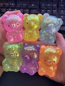 1个闪亮水晶玻璃熊，墨西哥钝口螈造型，柔软缓慢回弹，粘性减压玩具，旅行便携指尖挤压玩具，手感柔软，适合所有年龄段自闭症人士，理想的节日礼物，趣味可爱小玩意，生日礼物 - 彩色 - 查看 7