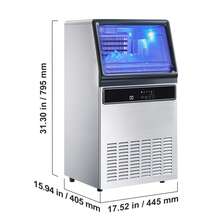 Máquina de hielo comercial de 130 lb/24 h, capacidad de 33 lb, para bar y restaurante - Plateado - Ver 10