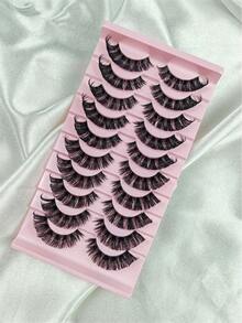 10对D型卷翘猫眼假睫毛，自然妆效，透明梗，仿貂毛材质，浓密卷翘，打造迷人双眼，提升眼部线条，透明睫毛梗，交叉加厚，适合度假、出差及各种日常场合。 - 交叉款 - 查看 8