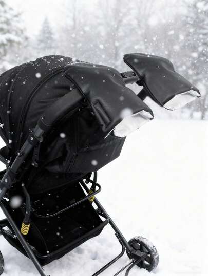 1 Pair PU Leather Baby Stroller Handle Covers, Stroller Grip Protectors, Essential For Winter Outings With Baby
