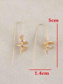 1 par de nuevos pendientes de aro metálico giratorio minimalista y de moda en color dorado - Dorado - Ver 5