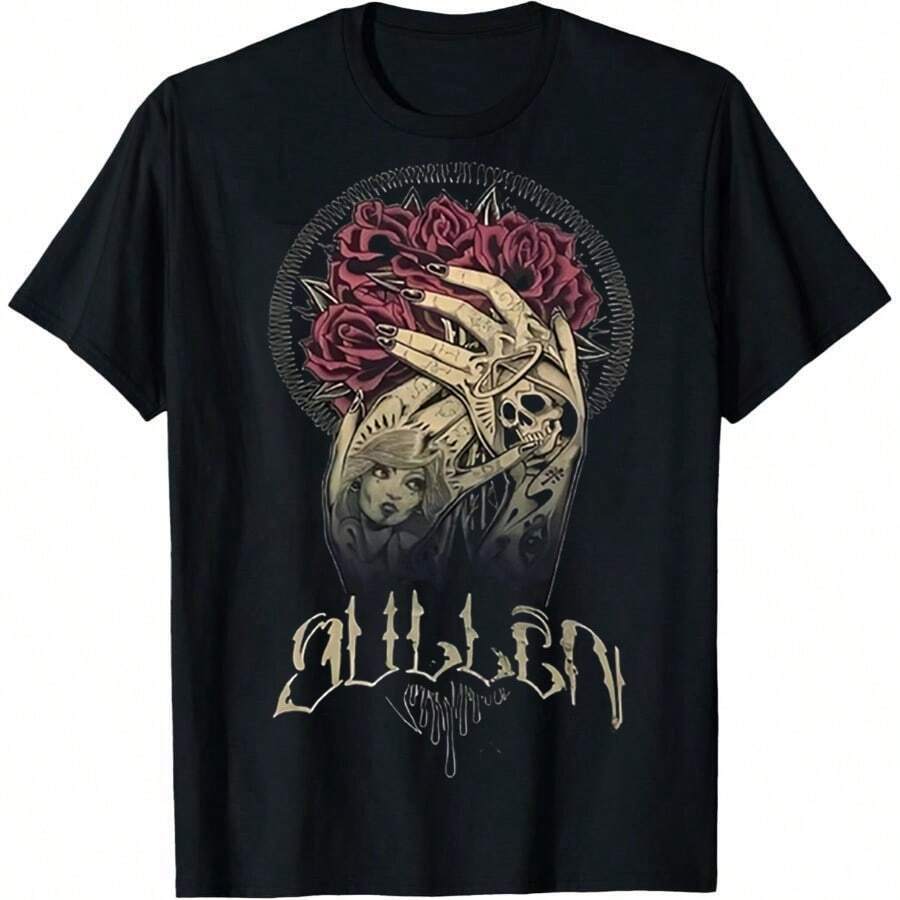 Sullen Art T-Shirt Tee T-Shirt Men Women Summer Casual Crew Neck Men's T-Shirt Cotton Tee Graphic Short Sleeve Shirt Unisex - 黑色 - 查看 1