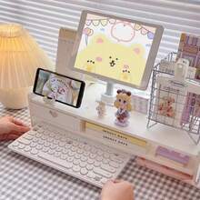 1. 符合人体工学的心形大象桌面显示器支架 - 带 3 个抽屉，19.49 英寸白色 PVC 电脑支架，适用于办公室和学生桌面，多功能增高垫，可放置于桌面储物抽屉中，节省空间设计，适合办公室、家庭工作空间，也是情人节、斋月礼物的理想之选。 - 彩色 - 查看 5