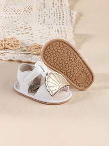 夏季女婴魔术贴设计防滑软底透气幼儿鞋，0-1岁新生儿 - 金色 - 查看 2