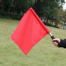 2pcs Upgraded Stainless Steel Referee Flags, Red Yellow Green White Traffic Direction Flags For Athletics, Soccer, Railway