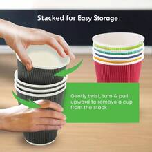 25 - CT Disposable Hot Beverage Cups with Ripple Wall Design, Black, 4 oz - Rojo + 354,88ml - Ver 9