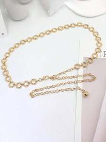1pc Women Minimalist Fashion Chain Belt, For Decoration Party Halloween Summer, School Fall, Autumn, Halloween - 金子 - 查看 3