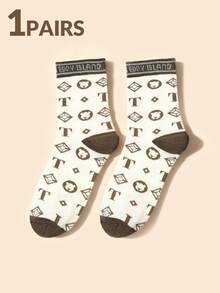 1/5Pairs Socks, Comfortable Soft Sports Socks, Four Seasons Socks, Creative Cartoon Pattern Fashionable Versatile Soft And Comfortable Socks - Multicolor - View 6