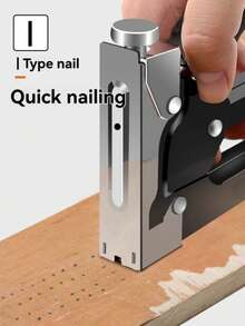 1pc Multi-Functional 4-In-1 Heavy Duty Nail Gun, Manual Handheld Nail Gun, Iron Structure, Battery-Free, Suitable For DIY Home Decor, Camping And Industrial Use, Applicable For T-Shaped And U-Shaped Nails.