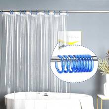 Blue Shower Curtain Hooks - 12 Pcs Circular Plastic Shower Curtain Rings For Bathroom - O Shaped Transparent Blue Shower Hooks Rings For Shower Curtain Rod,TransparentBlue - 透明藍 - 查看 7