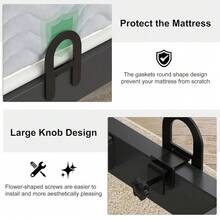 Non Slip Mattress Gaskets 6PCS, Adjustable Mattress Holder For Bed Frame, Keep In Place Sliding Gripper, Anti-Slip Metal Slide Stopper, Black,6PCS,Black - 黑色 - 查看 6