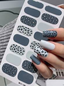 豹纹美甲贴纸 3D 自粘闪光法式豹纹图案凝胶贴片 冬季美甲贴纸 女士女孩 DIY 美甲装饰 2 片装