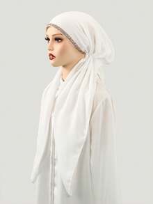 1pc Women's Rhinestone Decorated Triangular Headband Turban Scarf, Elastic Design For Instant Headwear, Fashion Versatile Soft Breathable Prayer Hijab, Suitable For Daily, All Seasons For Dress - Rhinestone Turban Hat - View 40