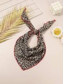 1 chiếc băng đô thời trang đường phố dành cho nữ, khăn tam giác in họa tiết da báo, phụ kiện tóc mùa đông. - màu nâu - Xem 6