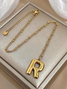 精致字母项链，女士字母吊坠，不锈钢链条，颈链，日常派对饰品，圣诞礼物 - 彩色 - 查看 20