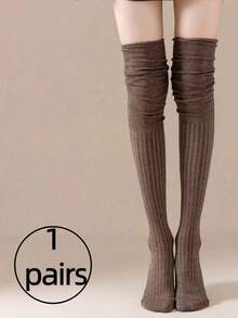 1 Pair, Women's Knee High Stockings, Women's Knee High Stockings, Women's Silk Stockings, Women's Long Stockings, Fashionable And Popular, Preferred Fabric/Soft And Breathable/Simple/Comfortable, Suitable For Pairing With Knee High Boots/Flat Shoes/Clothes/Skirts, Suitable For Relaxing At Home/Shopping/Outdoor Dating/Walking And Other Light Sports, Can Be Used As Gifts For Valentine's Day/Christmas/Thanksgiving And Other Holidays - Multicolor - View 9