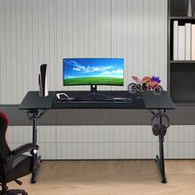 Gaming Desk 120 X 60 Cm, Computer Table With Headphone Holder And Cup Holder, Stable PC Desk And Workspace - Black - View 4