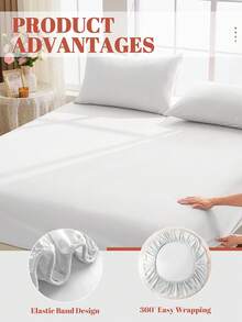 2/3 件套 100% 纯棉床单套装，纯色床上用品套装，柔软透气床垫保护套，亲肤床罩套装，适合所有季节和床型（单人床、双人床、大号床、特大号床）