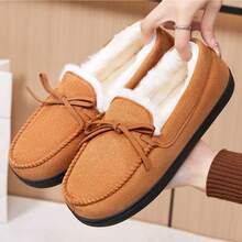 Fur-Lined, Bow-Decorated, Fine-Haired Home And Outdoor Shoes For Women, Snow Boots With Added Insulation And Thickness,-Comfortable Boots, Warm And Insulated Short Boots For Keeping Warm And Protecting Against Cold Weather. - Camel - View 13